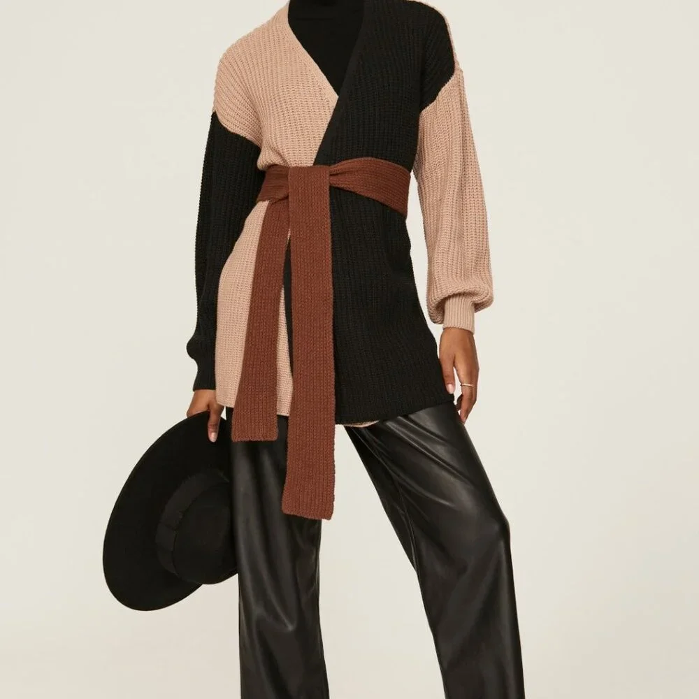 Brown Color Block Cardigan - Picture 5 of 5